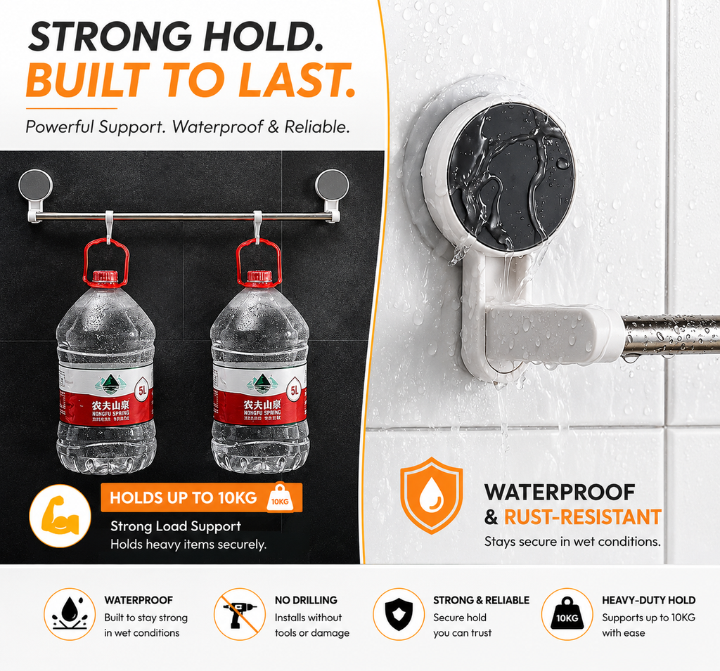 Heavy-Duty Vacuum Towel Rack