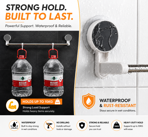 Heavy-Duty Vacuum Towel Rack