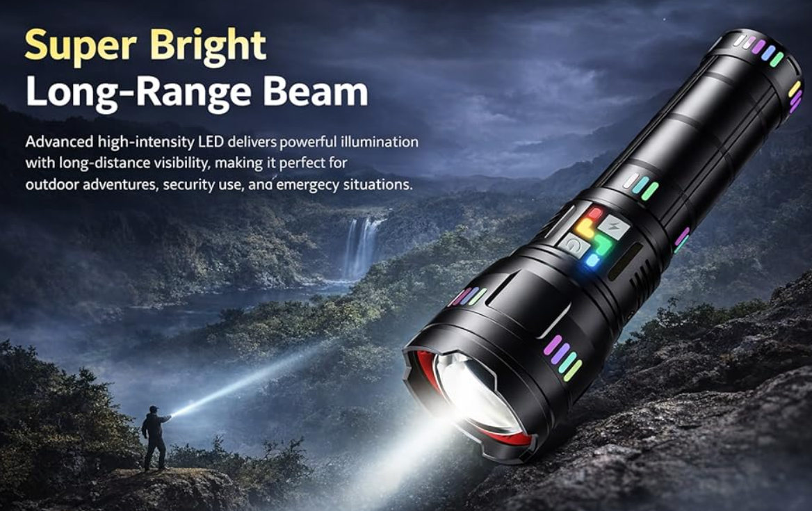 High Power Rechargeable LED Torch with 1km Range