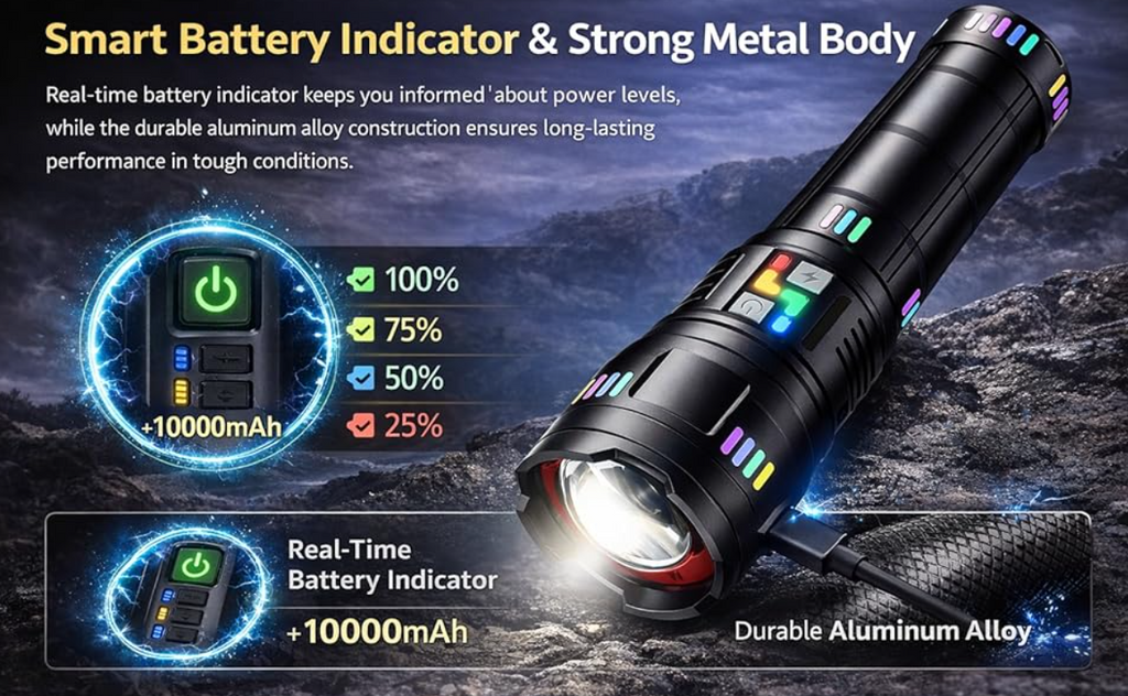 High Power Rechargeable LED Torch with 1km Range